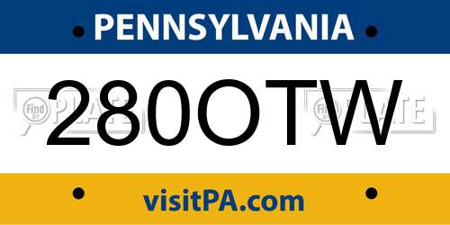 280OTW Pennsylvania License Plate