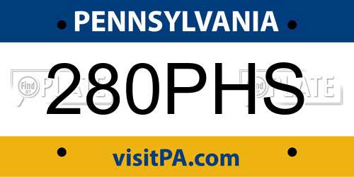 280PHS Pennsylvania License Plate