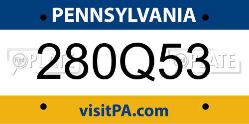 280Q53 Pennsylvania License Plate