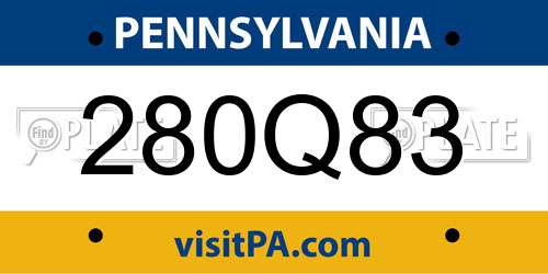 280Q83 Pennsylvania License Plate