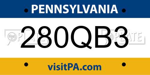 280QB3 Pennsylvania License Plate