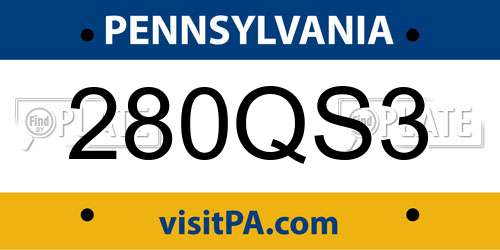 280QS3 Pennsylvania License Plate