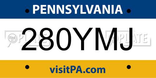 280YMJ Pennsylvania License Plate