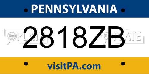 2818ZB Pennsylvania License Plate