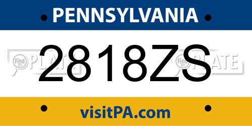 2818ZS Pennsylvania License Plate
