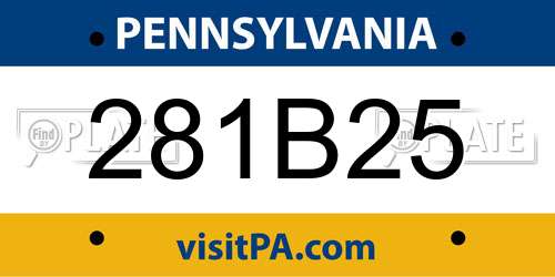 281B25 Pennsylvania License Plate
