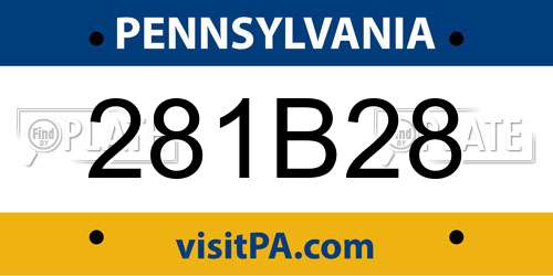 281B28 Pennsylvania License Plate