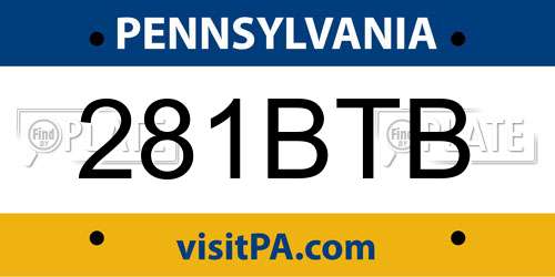 281BTB Pennsylvania License Plate