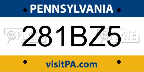 281BZ5 Pennsylvania License Plate
