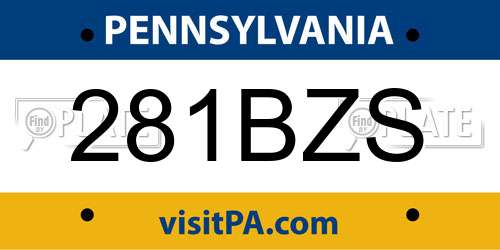 281BZS Pennsylvania License Plate