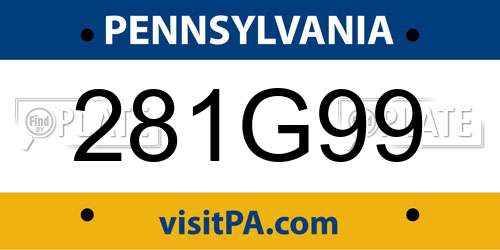281G99 Pennsylvania License Plate