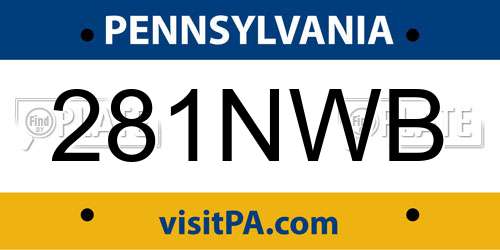 281NWB Pennsylvania License Plate