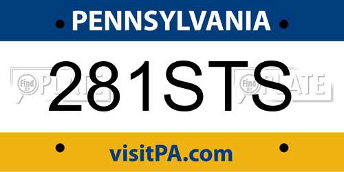 281STS Pennsylvania License Plate