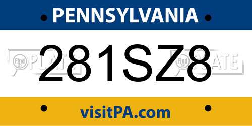 281SZ8 Pennsylvania License Plate