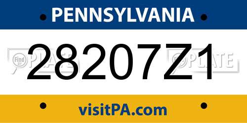 28207Z1 Pennsylvania License Plate