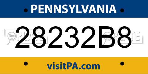 28232B8 Pennsylvania License Plate