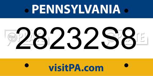28232S8 Pennsylvania License Plate