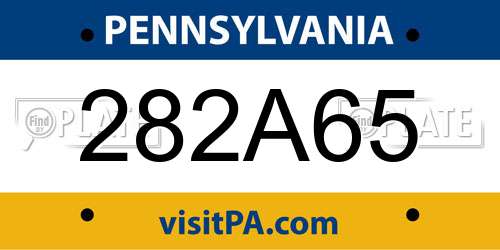 282A65 Pennsylvania License Plate