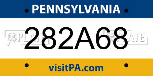 282A68 Pennsylvania License Plate