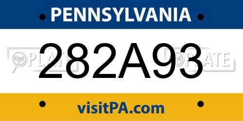 282A93 Pennsylvania License Plate