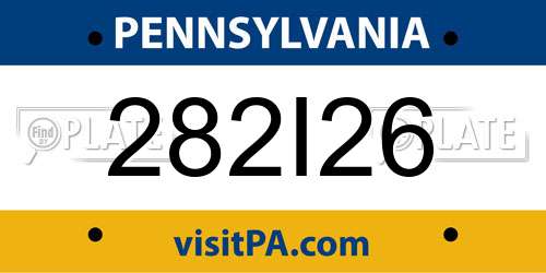 282I26 Pennsylvania License Plate