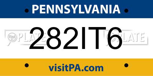 282IT6 Pennsylvania License Plate