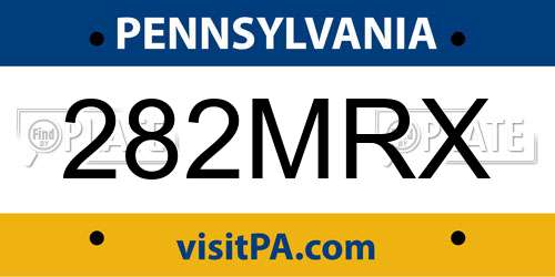 282MRX Pennsylvania License Plate