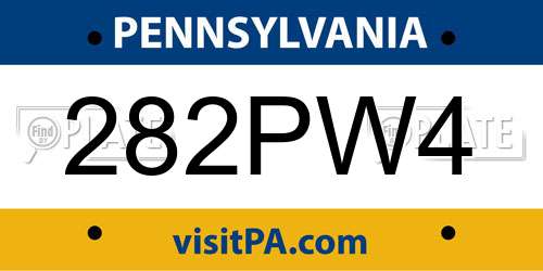 282PW4 Pennsylvania License Plate