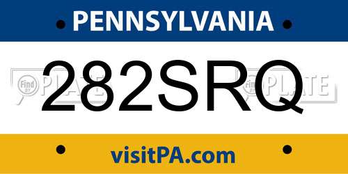 282SRQ Pennsylvania License Plate