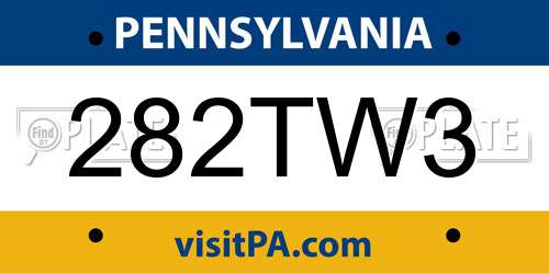 282TW3 Pennsylvania License Plate