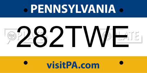 282TWE Pennsylvania License Plate