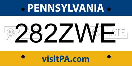 282ZWE Pennsylvania License Plate