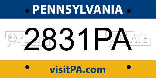 2831PA Pennsylvania License Plate