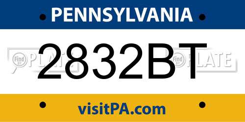 2832BT Pennsylvania License Plate