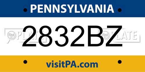 2832BZ Pennsylvania License Plate