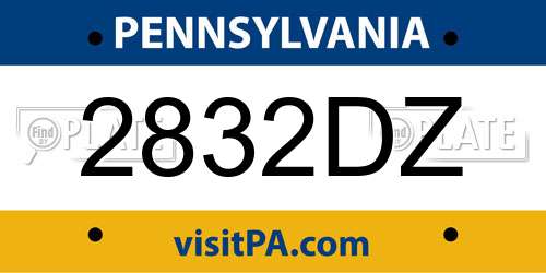 2832DZ Pennsylvania License Plate