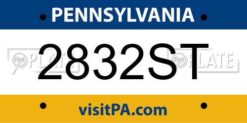 2832ST Pennsylvania License Plate
