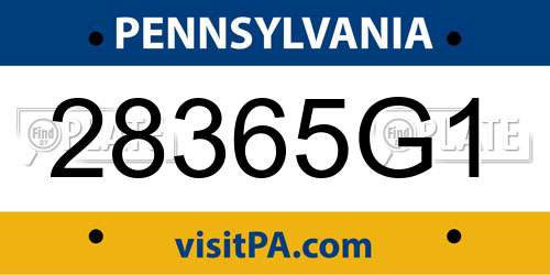 28365G1 Pennsylvania License Plate