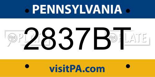 2837BT Pennsylvania License Plate