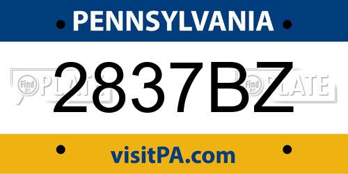 2837BZ Pennsylvania License Plate