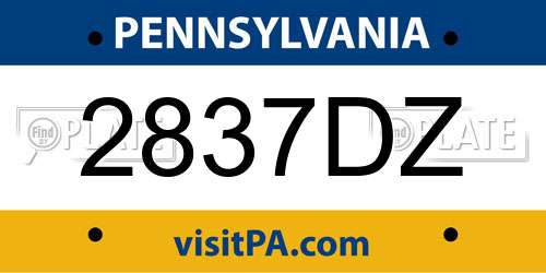 2837DZ Pennsylvania License Plate