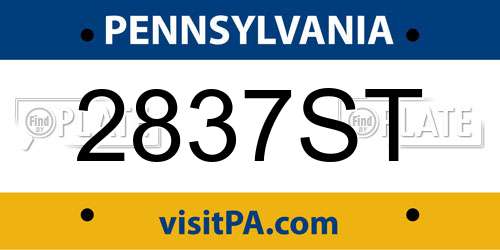 2837ST Pennsylvania License Plate