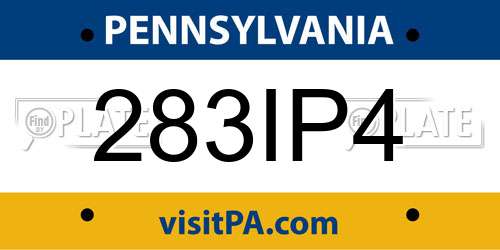 283IP4 Pennsylvania License Plate