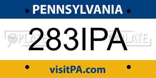 283IPA Pennsylvania License Plate