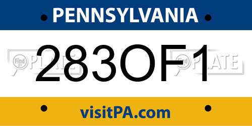 283OF1 Pennsylvania License Plate
