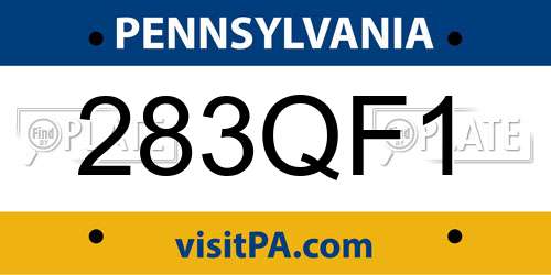 283QF1 Pennsylvania License Plate