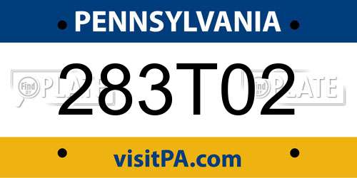 283T02 Pennsylvania License Plate