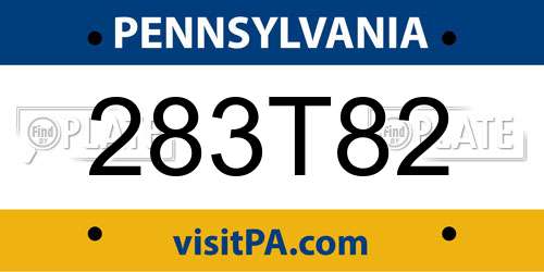 283T82 Pennsylvania License Plate