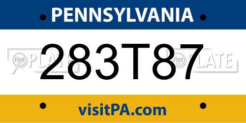 283T87 Pennsylvania License Plate