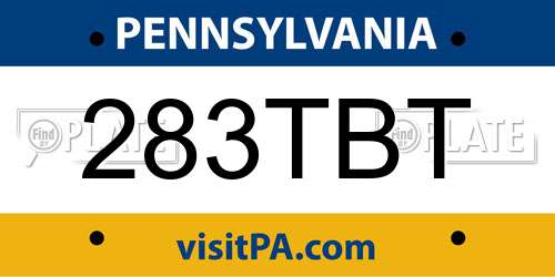 283TBT Pennsylvania License Plate